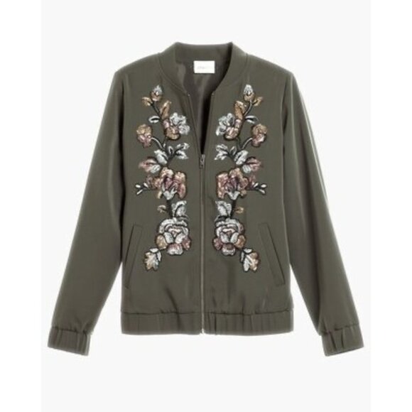 Chicos Collectibles Womens Plus Green Embroidered Bomber Jacket Sequins size XXL - Picture 4 of 16